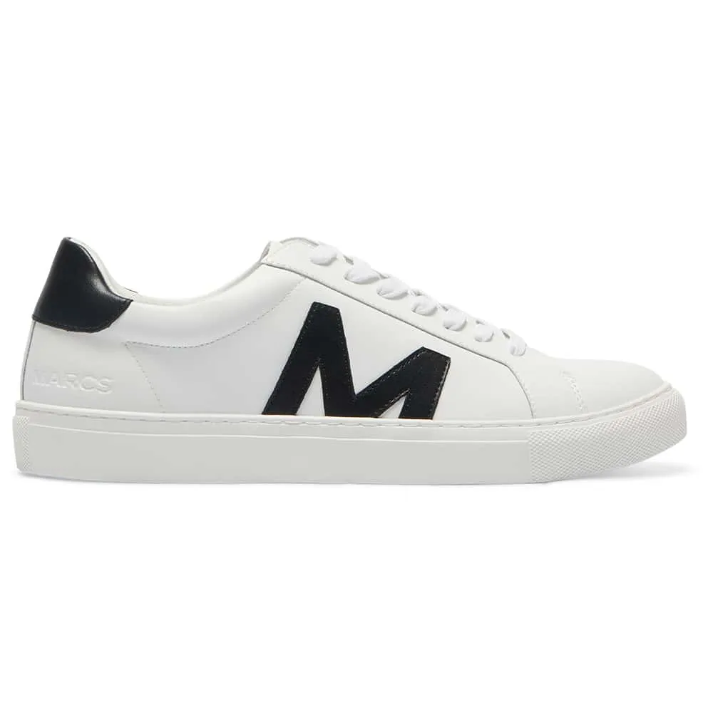 Varsity Sneaker in White And Black Leather