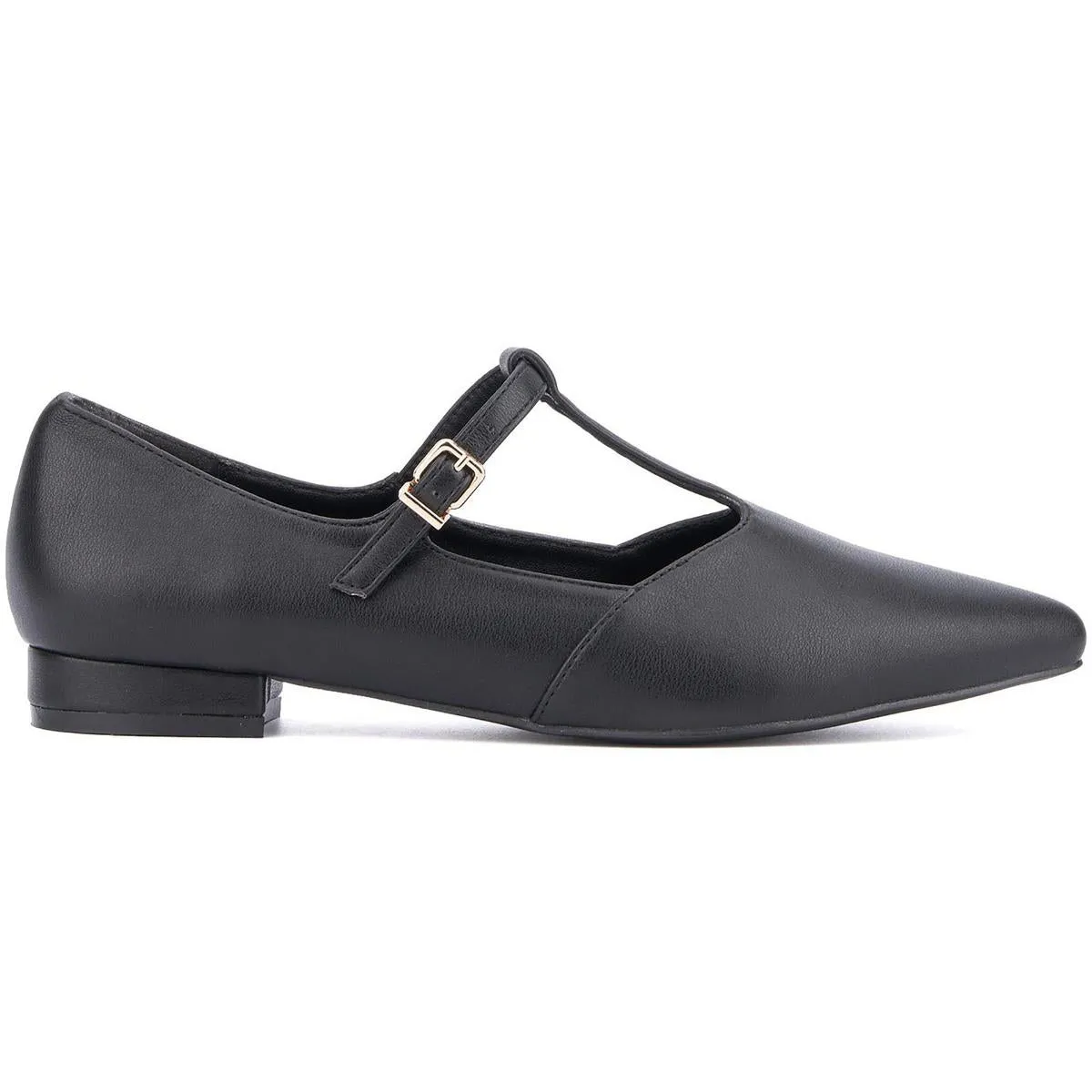 VLADA Womens Buckle Faux Leather Mary Janes