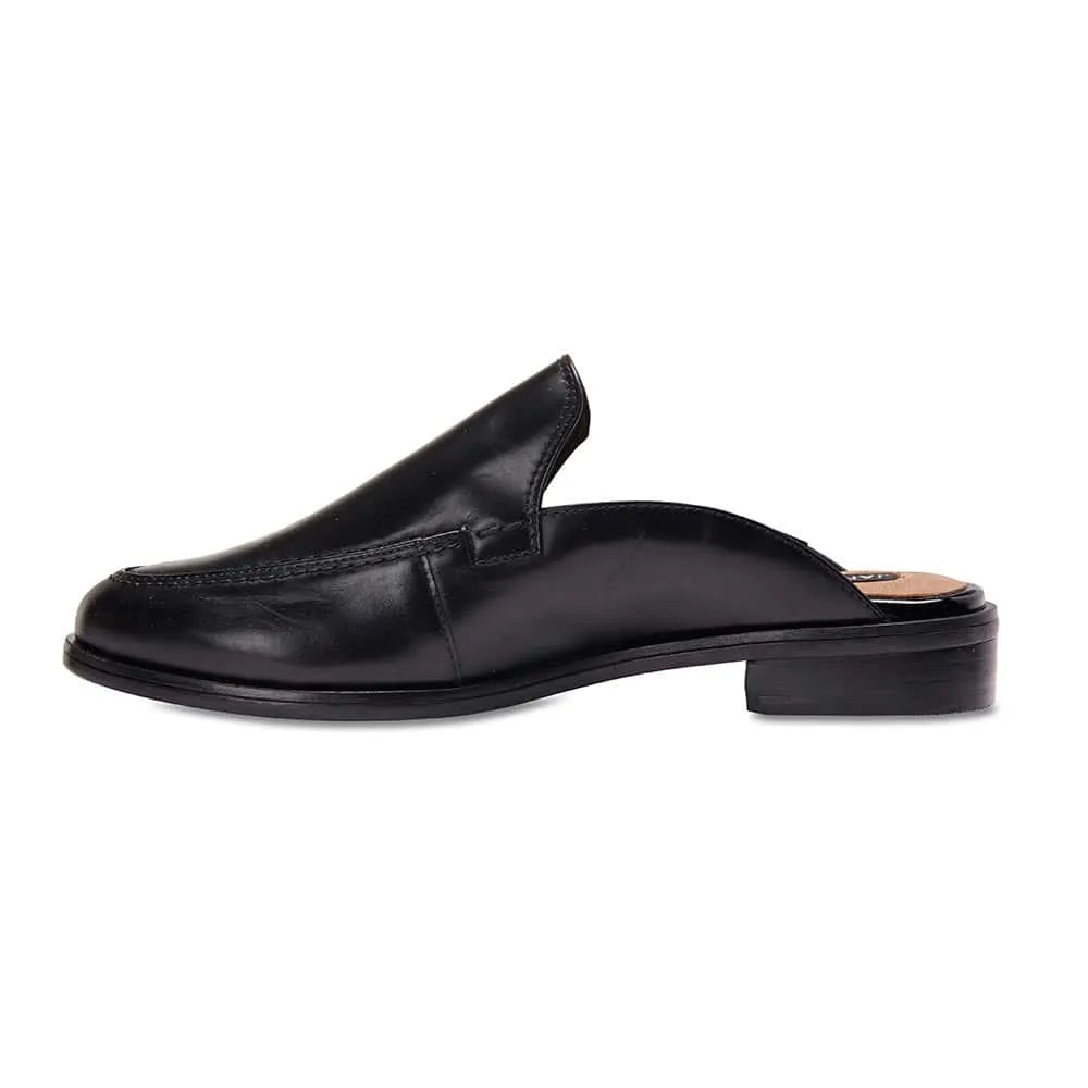 West Flat in Black Leather