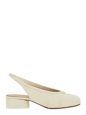 White Slingback Ballet Shoes With Tabi Toe