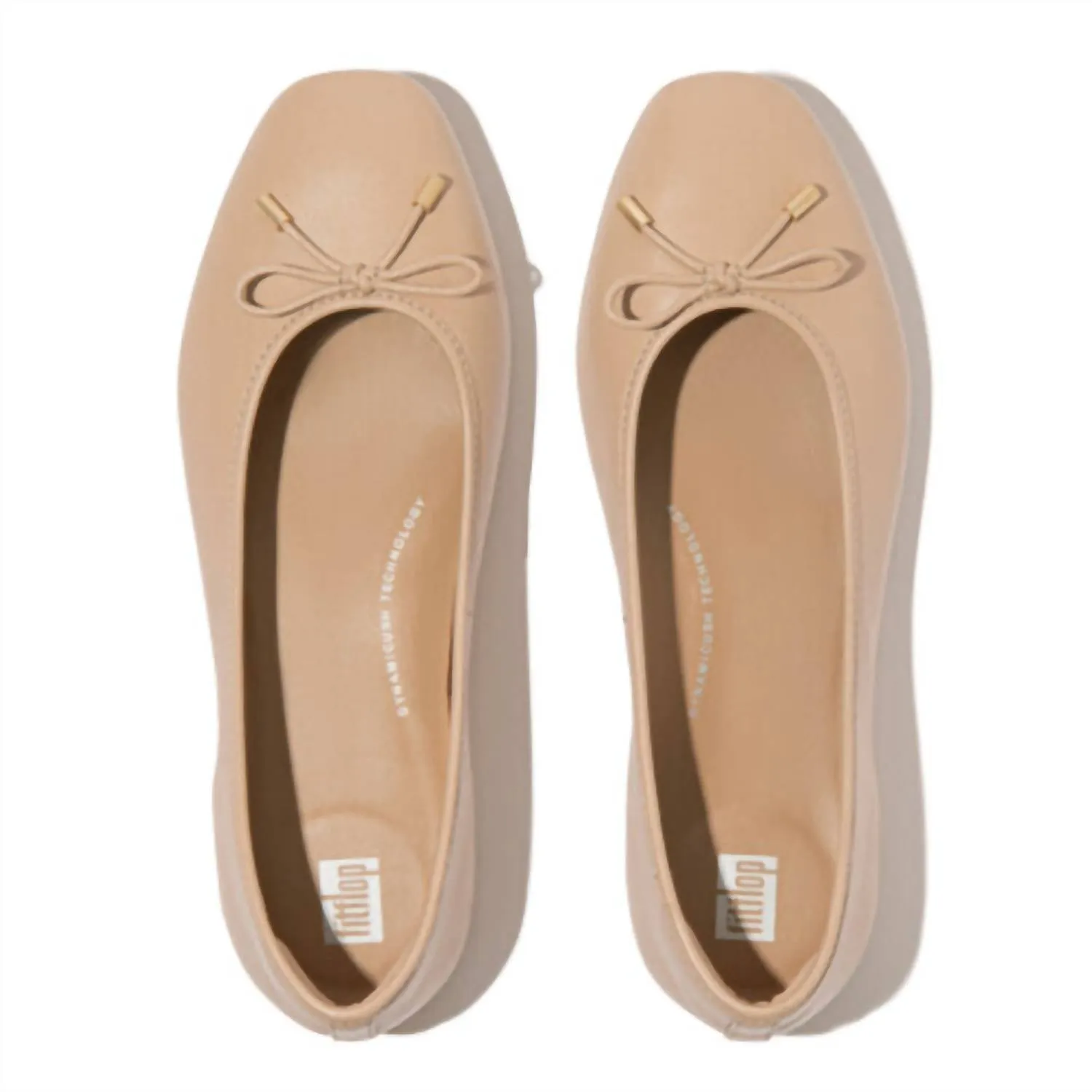 Women Delicato Bow Soft Leather Ballet Flat In Classic Beige