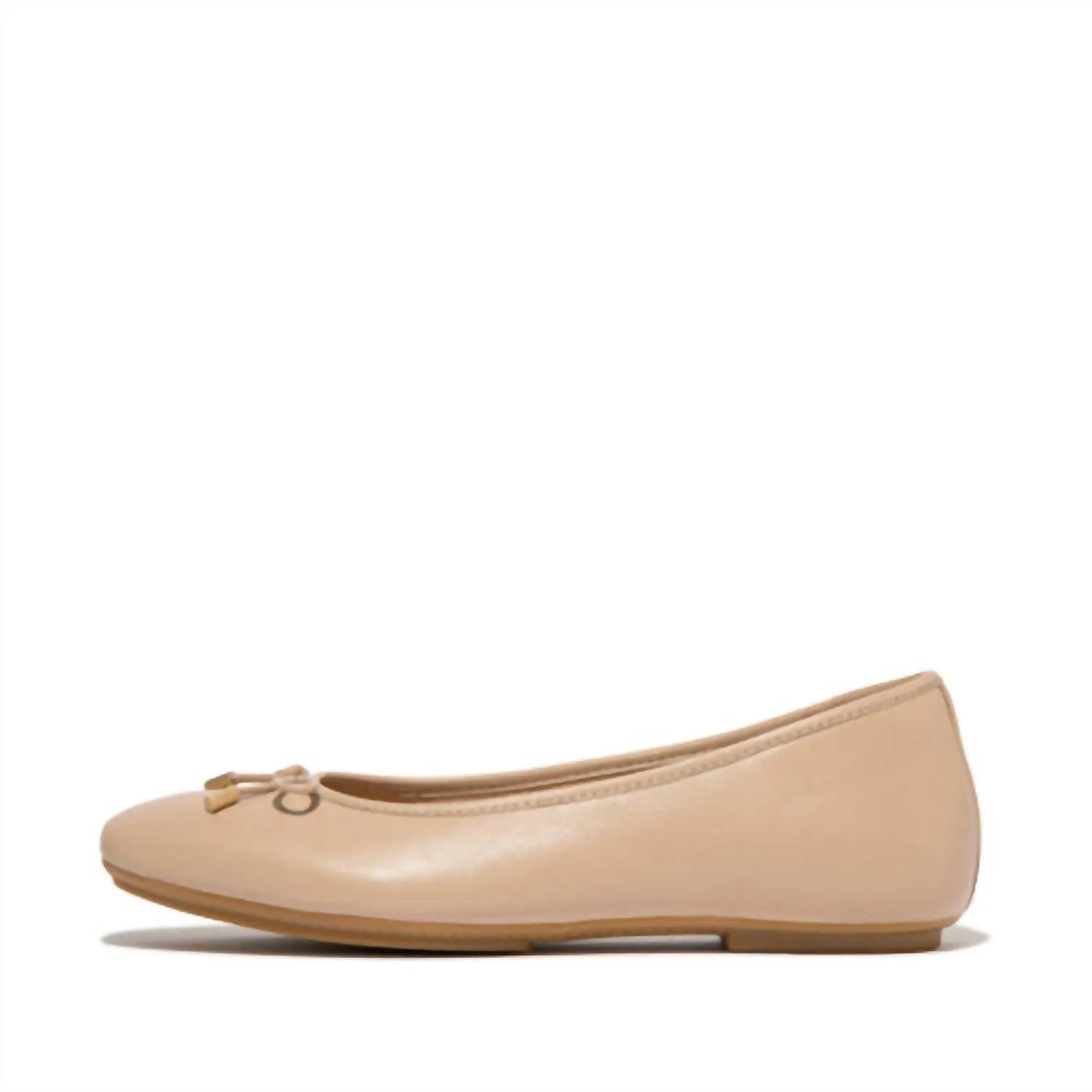 Women Delicato Bow Soft Leather Ballet Flat In Classic Beige