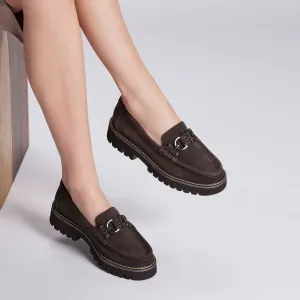 Women Heliocs Loafer In Dark Brown Suede