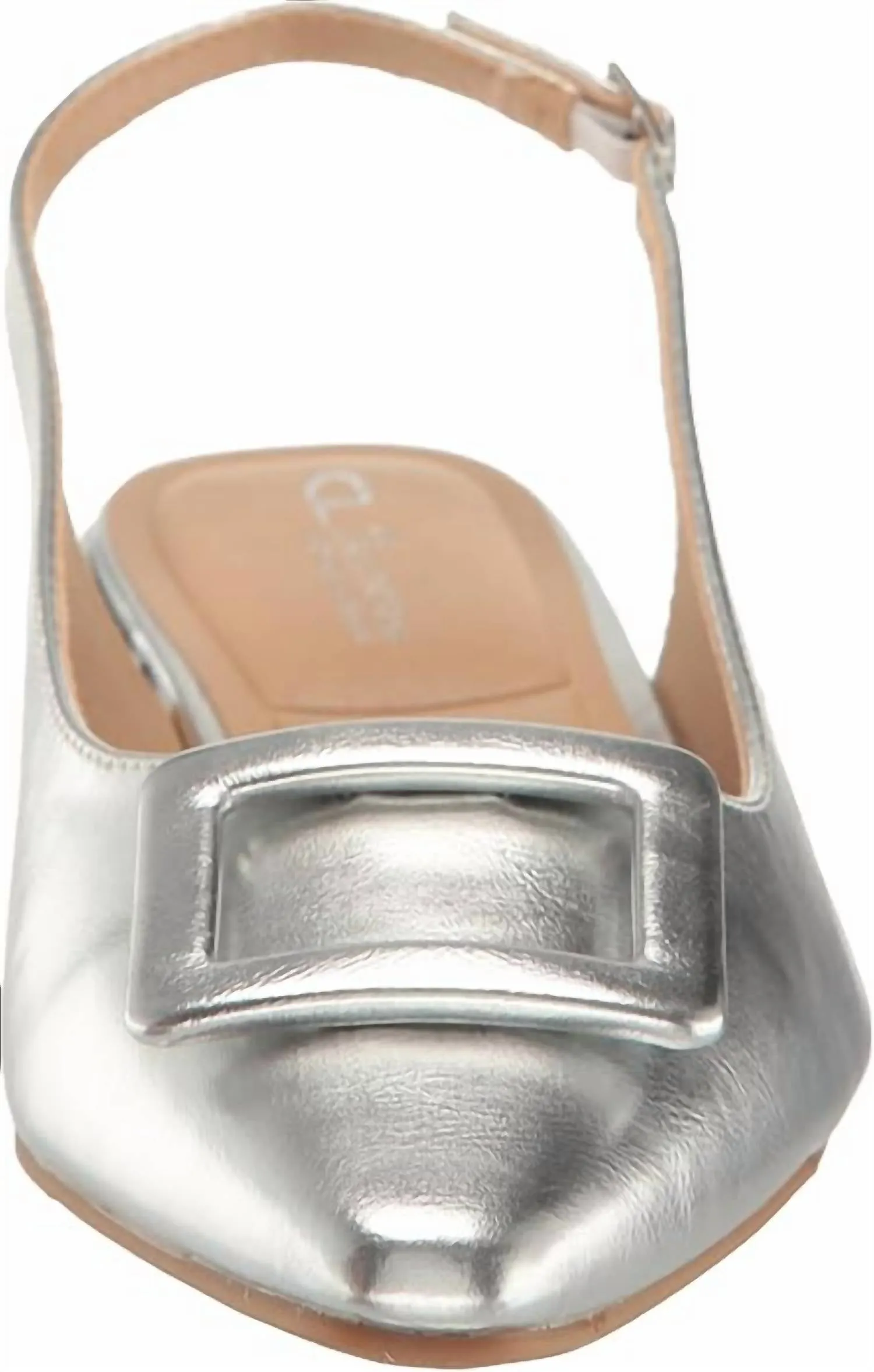 Women Sweetie Pointed Toe Slingback Flats In Silver