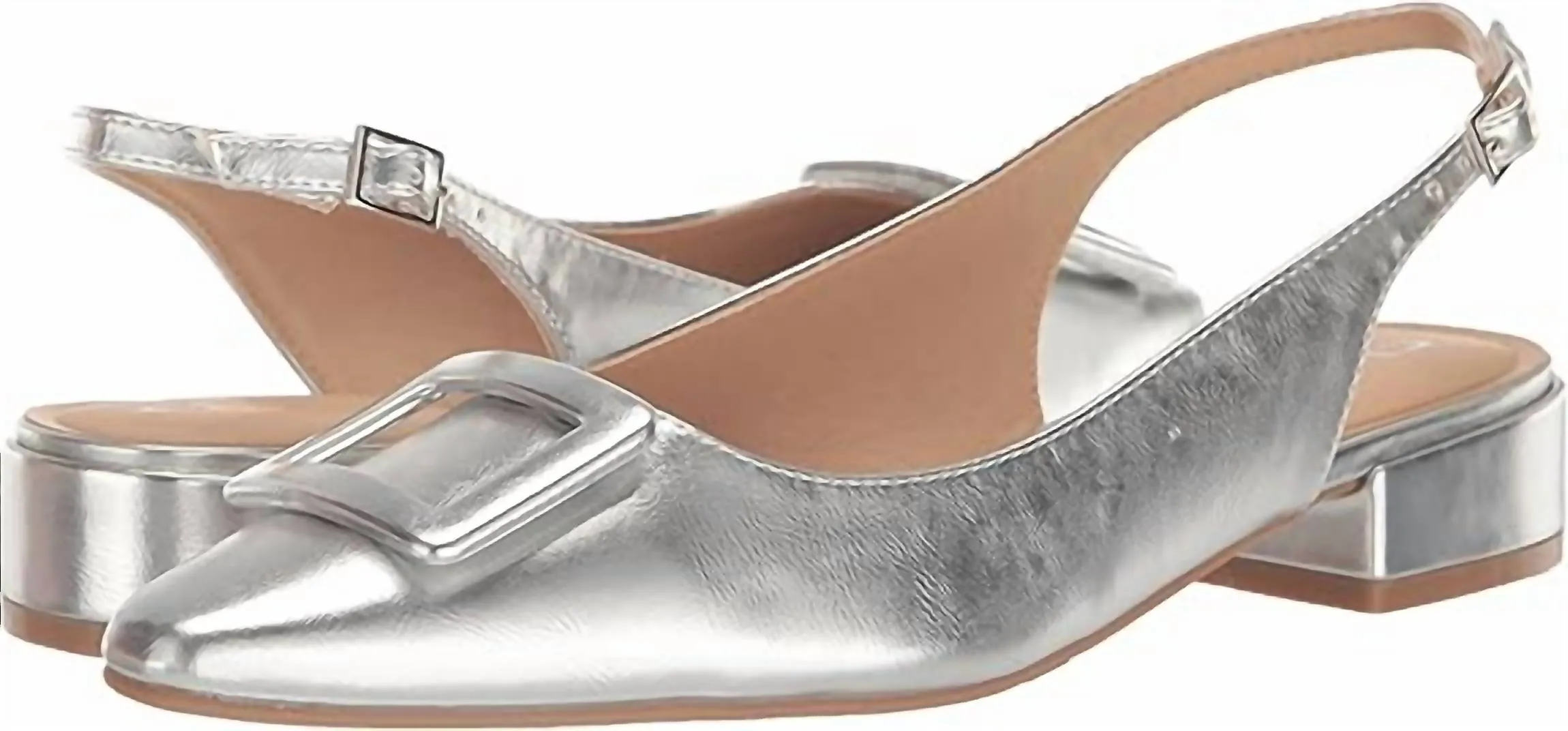 Women Sweetie Pointed Toe Slingback Flats In Silver