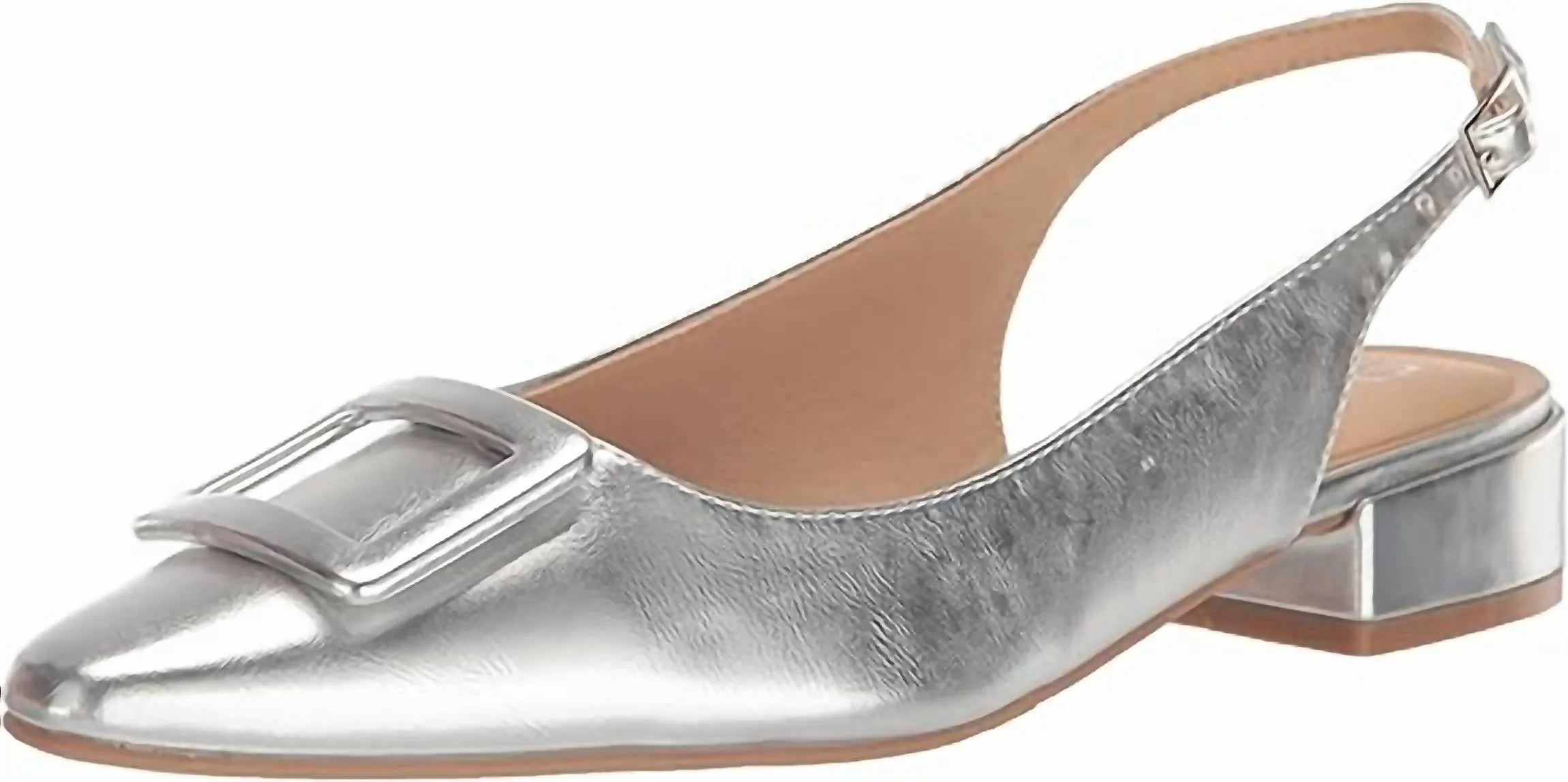 Women Sweetie Pointed Toe Slingback Flats In Silver