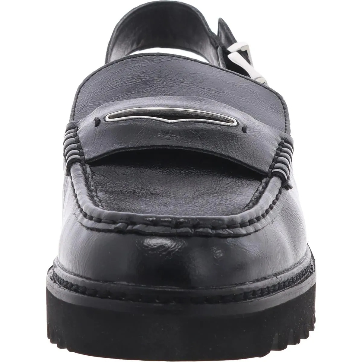 Womens Adjustable Leather Slingbacks