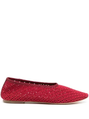Women's Alba Ballet Flat In Red Crochet