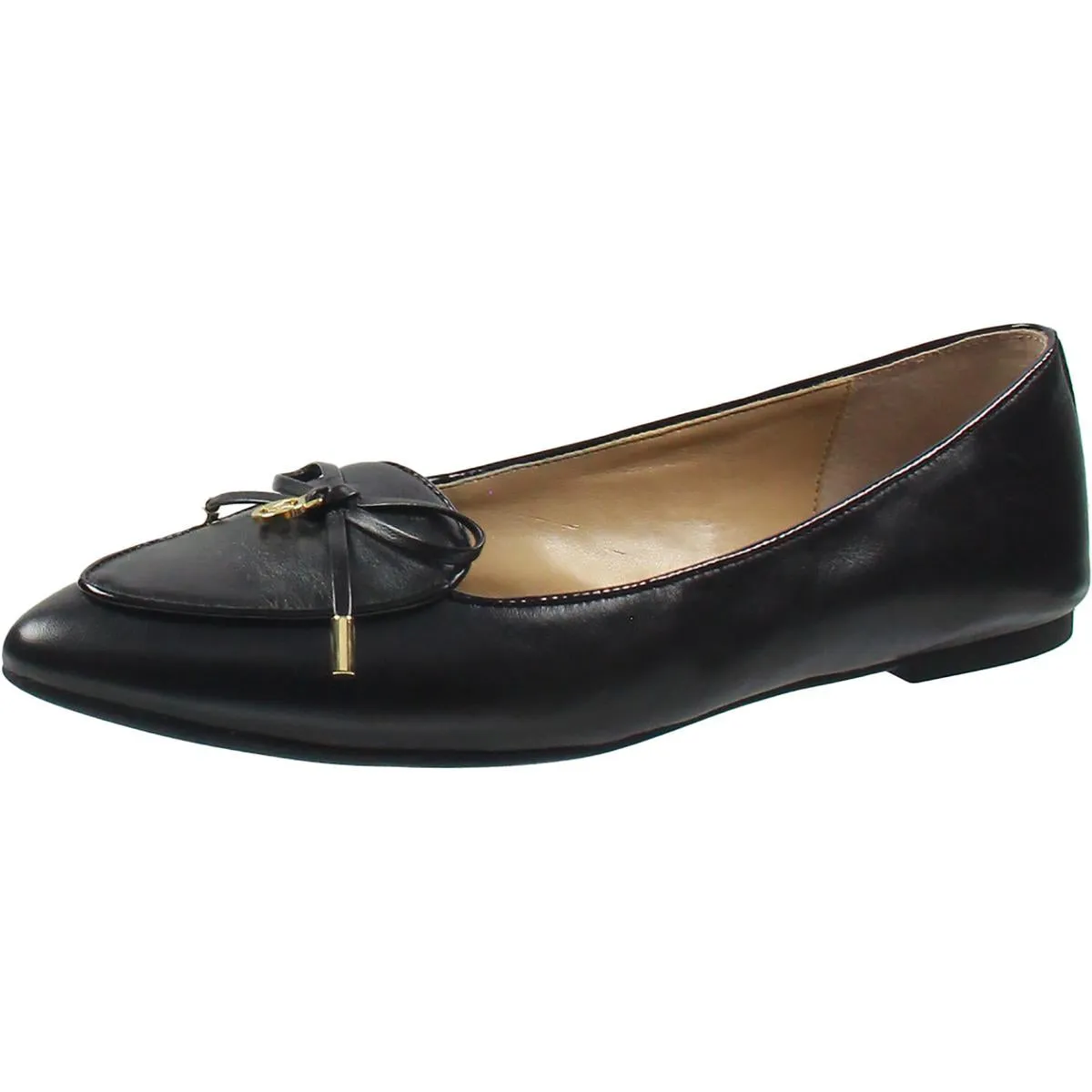 Womens Bow Leather Flat Shoes