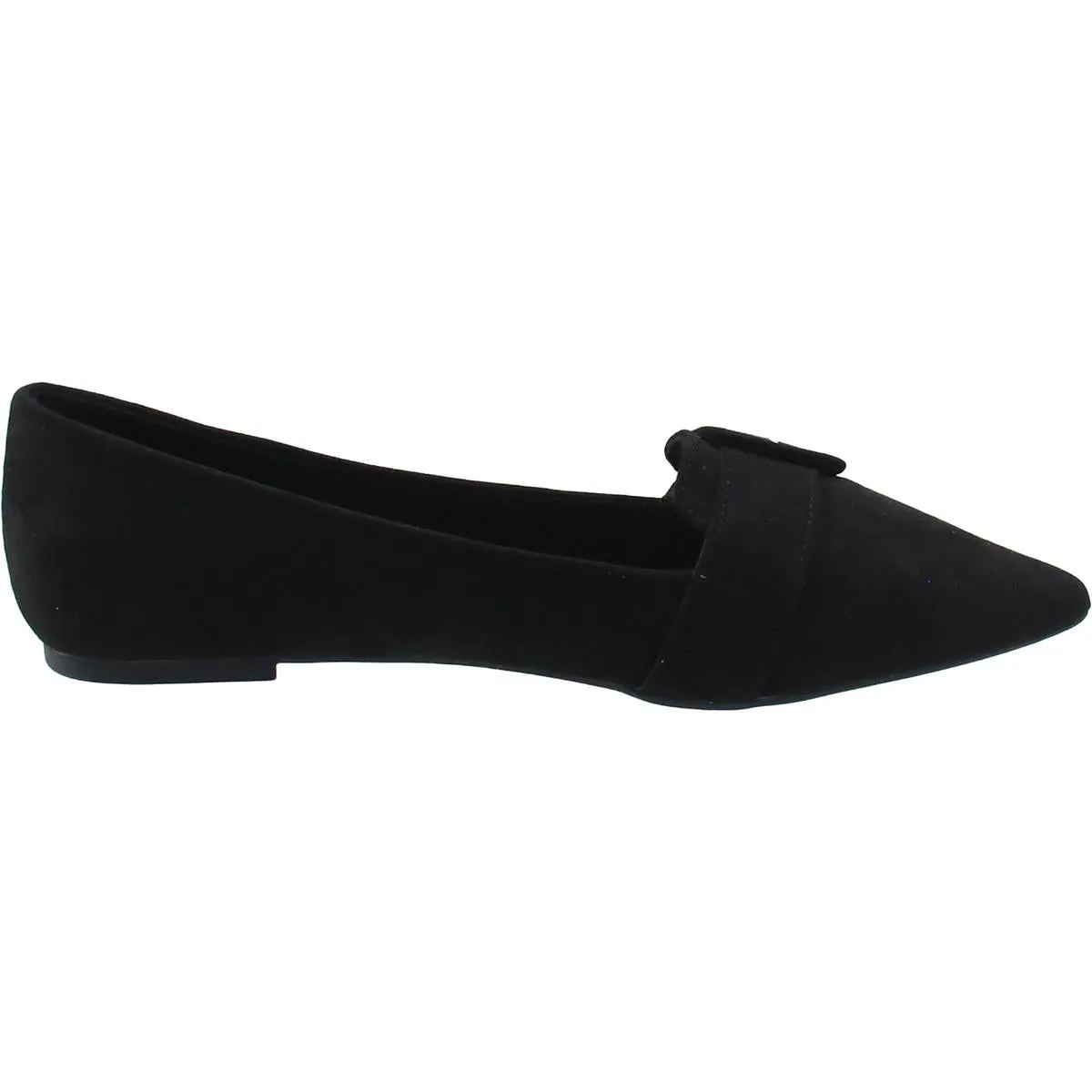 Womens Buckle Microfiber Flat Shoes