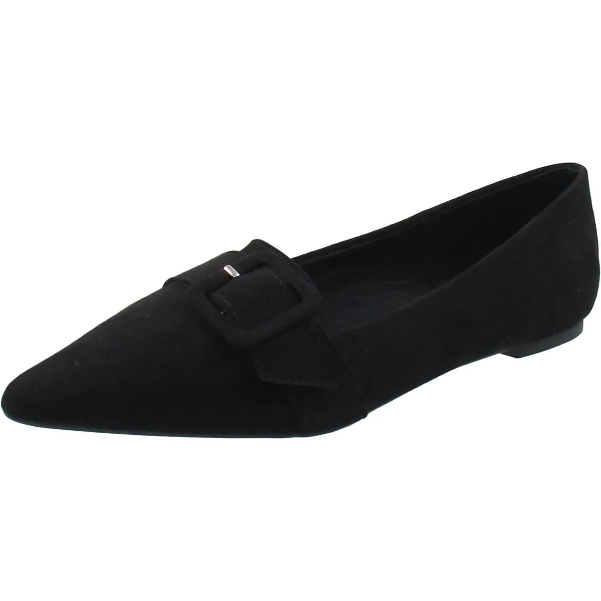 Womens Buckle Microfiber Flat Shoes