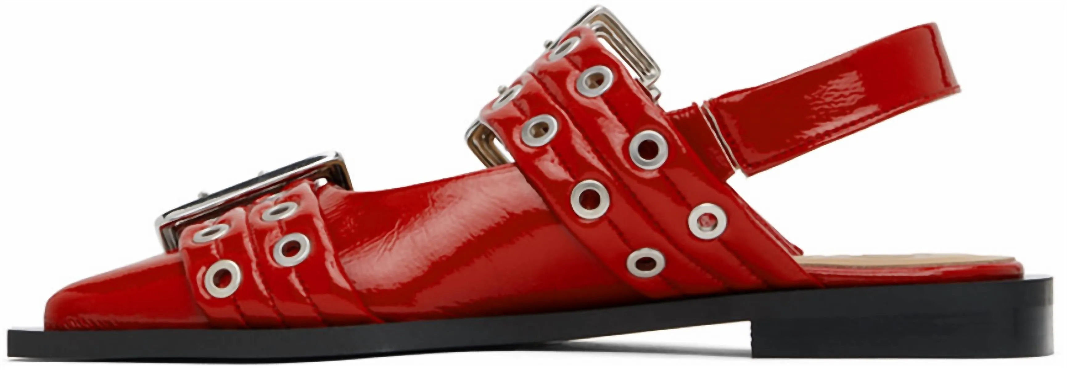 Women's Buckle Strap Slingback Flats In Red