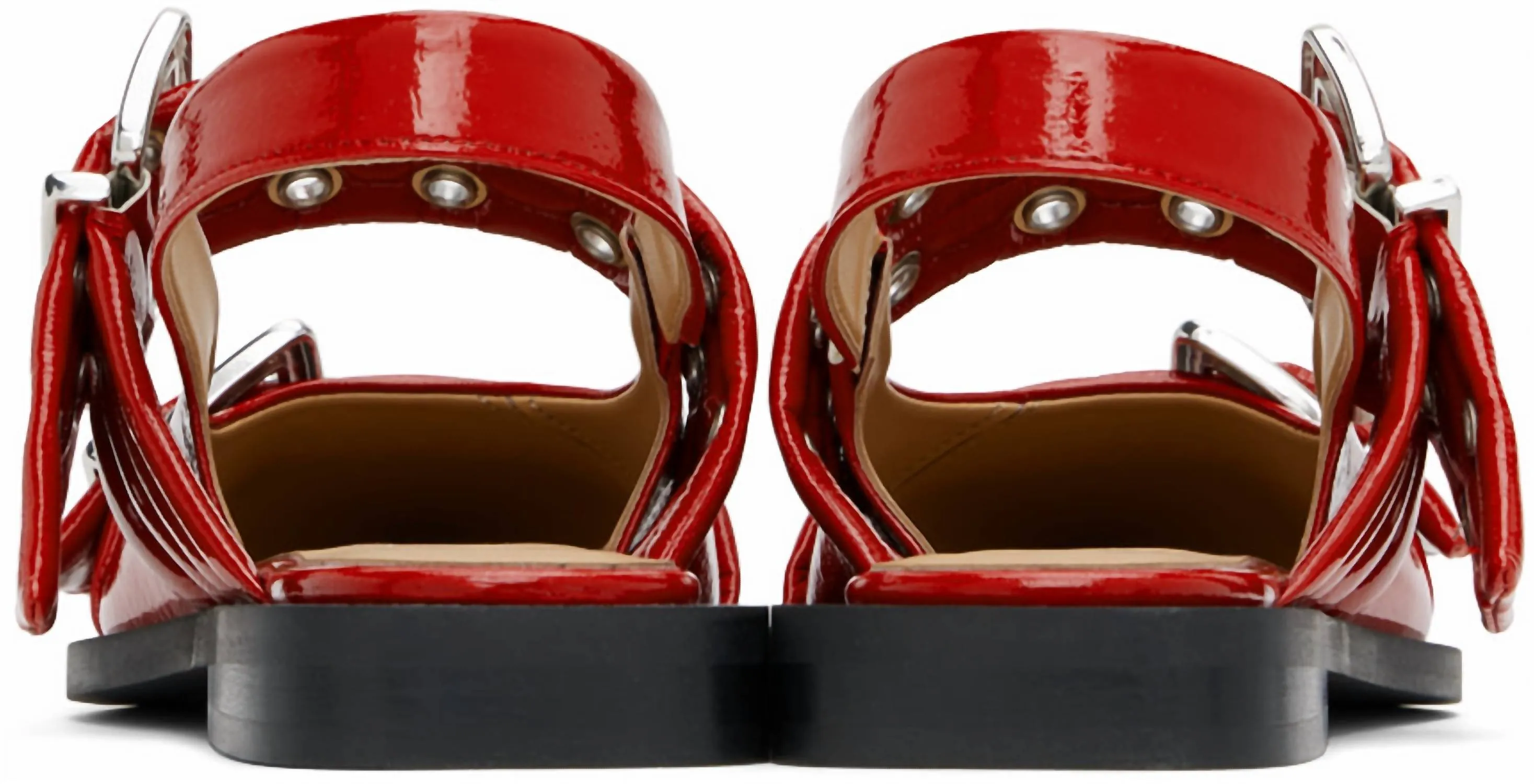 Women's Buckle Strap Slingback Flats In Red