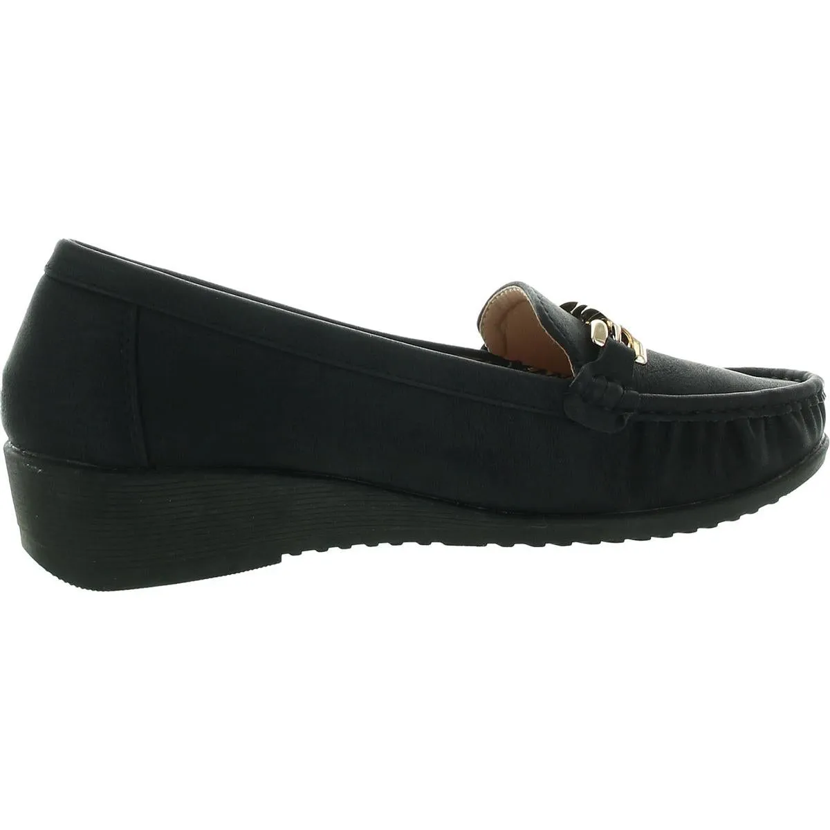 Womens Chain Faux Leather Loafers