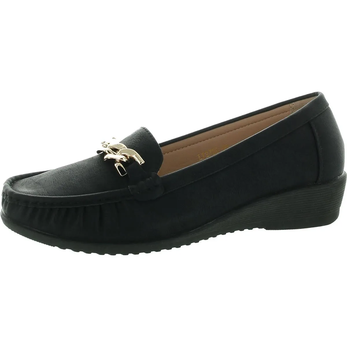 Womens Chain Faux Leather Loafers