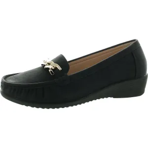 Womens Chain Faux Leather Loafers