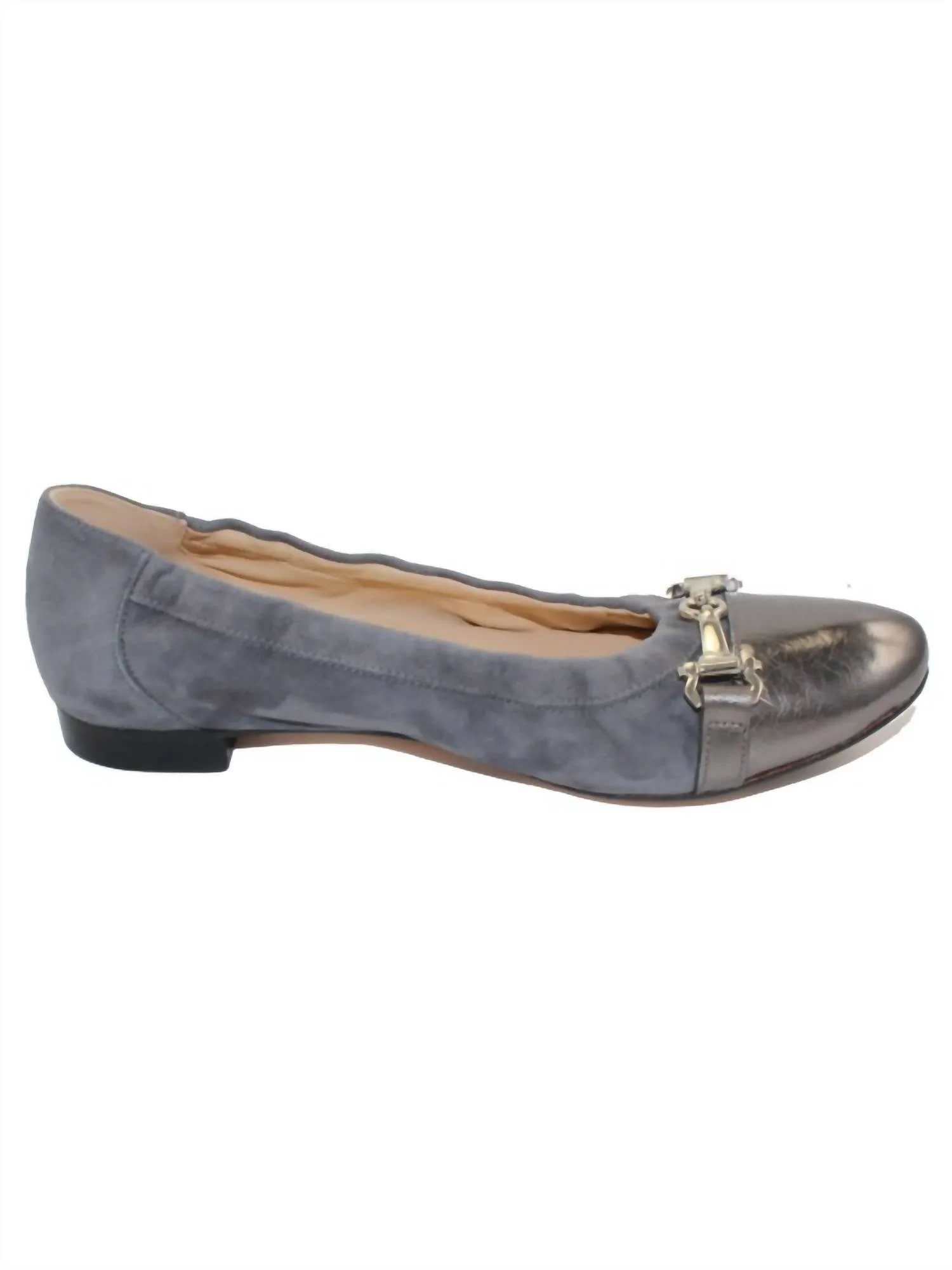 Women's Chloe Flats In Grey Suede/patent Leather/calfskin Leather