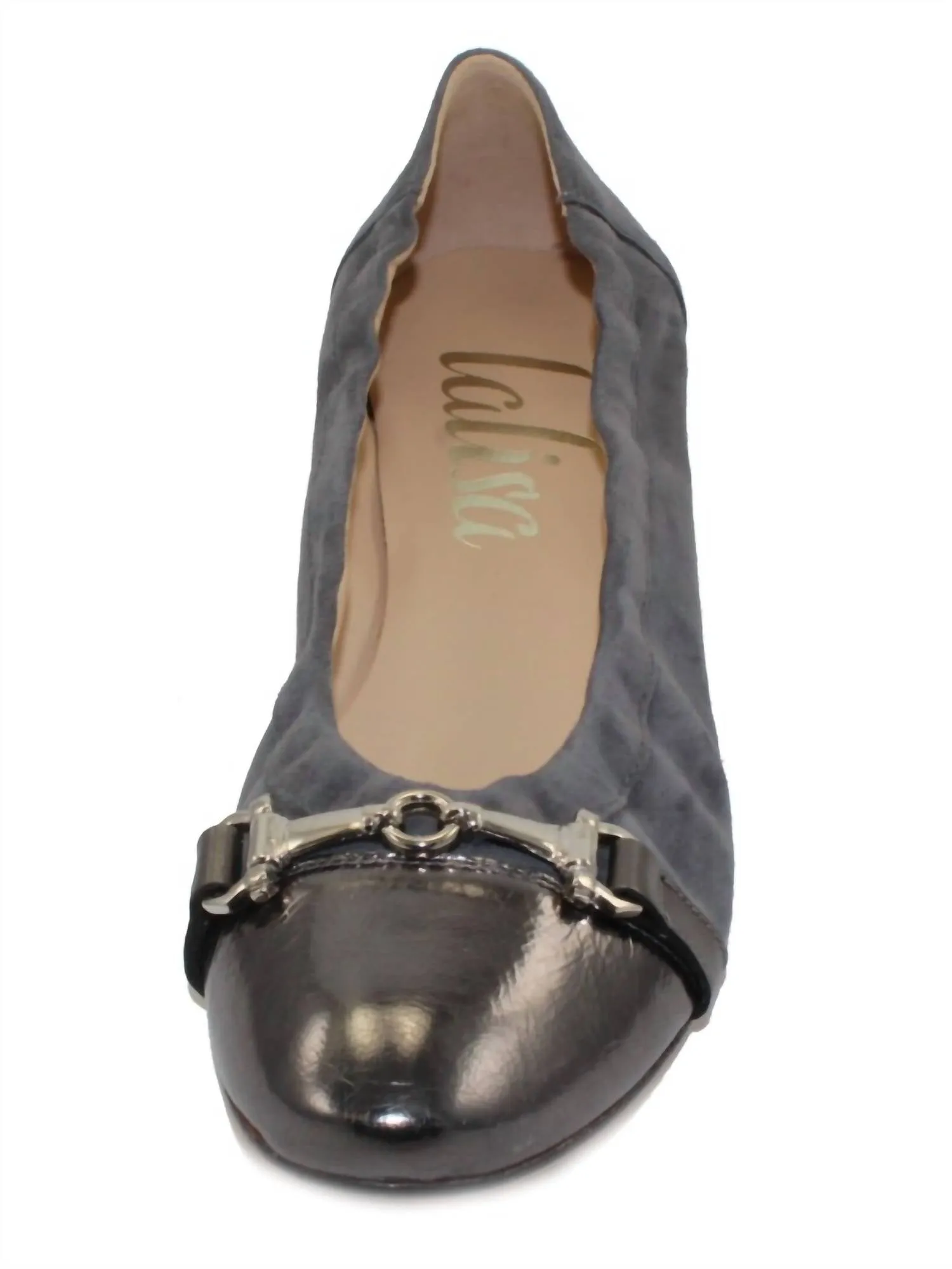 Women's Chloe Flats In Grey Suede/patent Leather/calfskin Leather