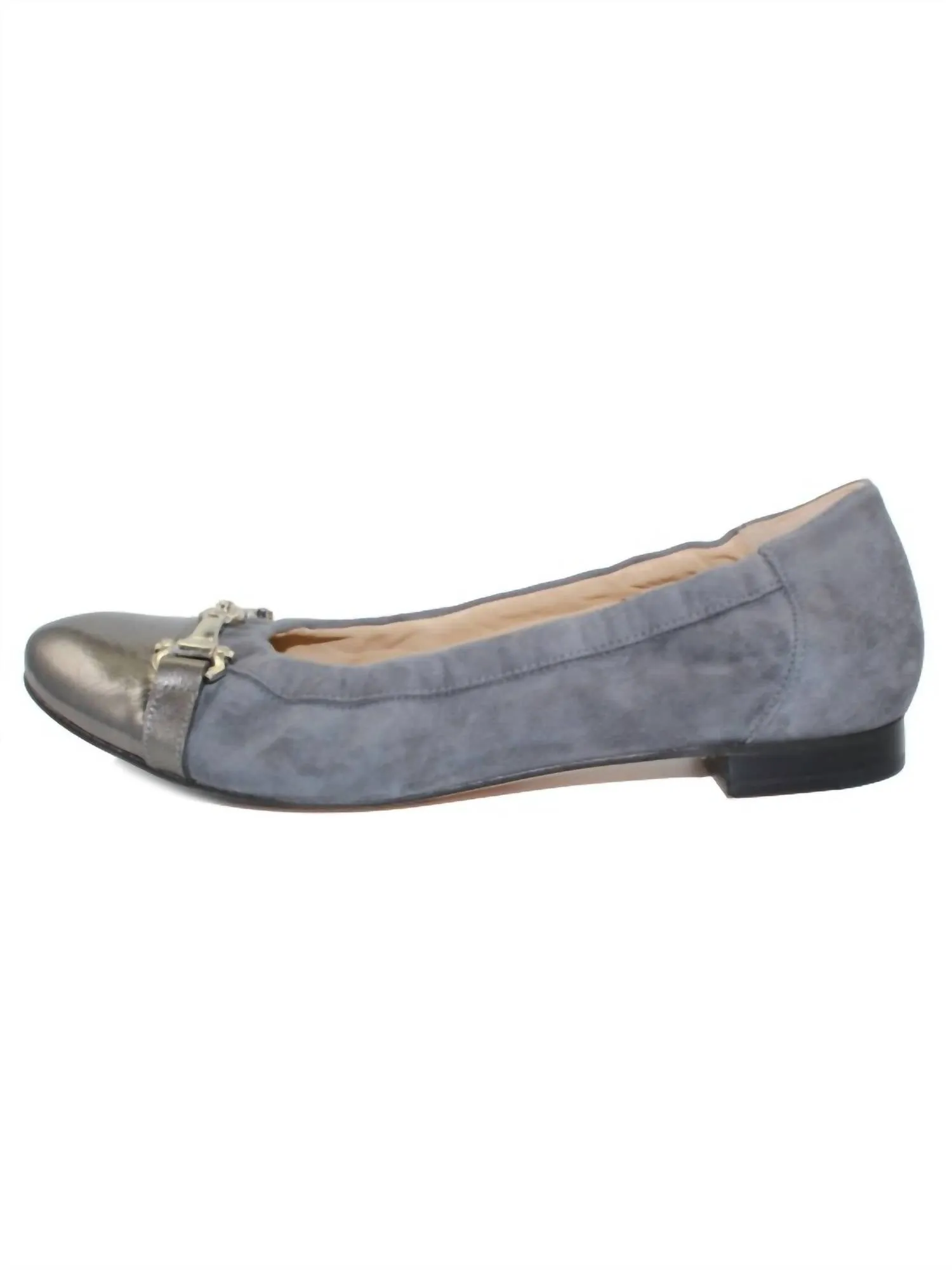 Women's Chloe Flats In Grey Suede/patent Leather/calfskin Leather