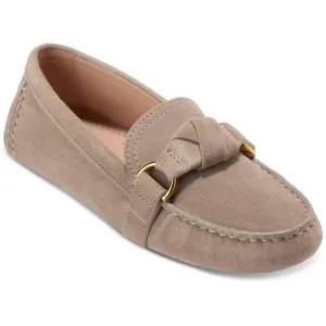 Womens Embellished Faux Suede Loafers