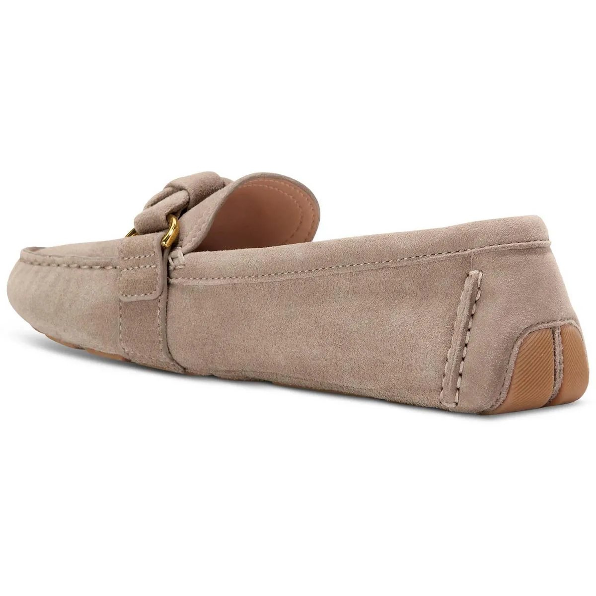 Womens Embellished Faux Suede Loafers