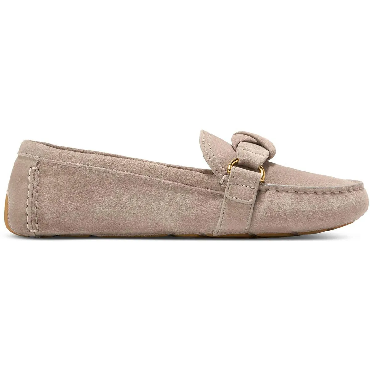 Womens Embellished Faux Suede Loafers