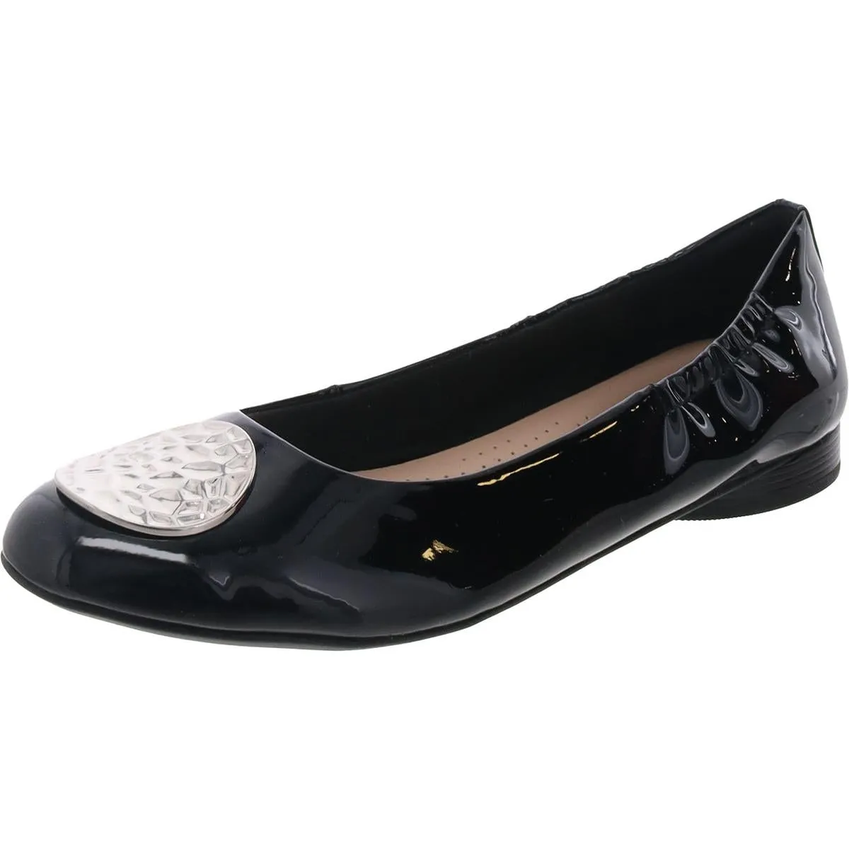 Womens Embellished Patent Ballet Flats