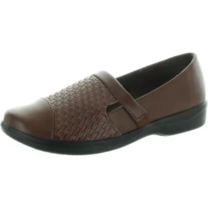 Womens Embossed Leather Flat Shoes