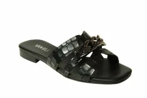 Women's Errita Flat Sandal In Black Crocodile