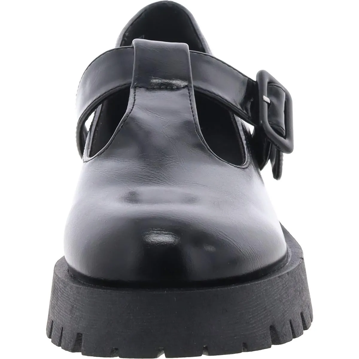 Womens Faux Leather Buckle Mary Janes