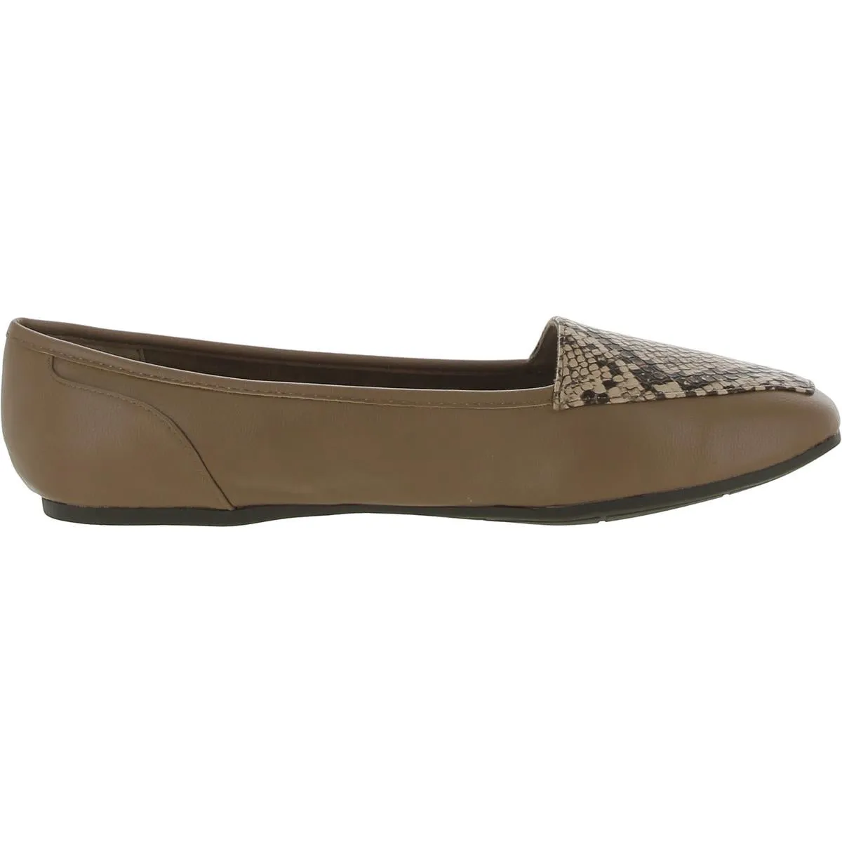 Womens Faux Leather Round Toe Ballet Flats