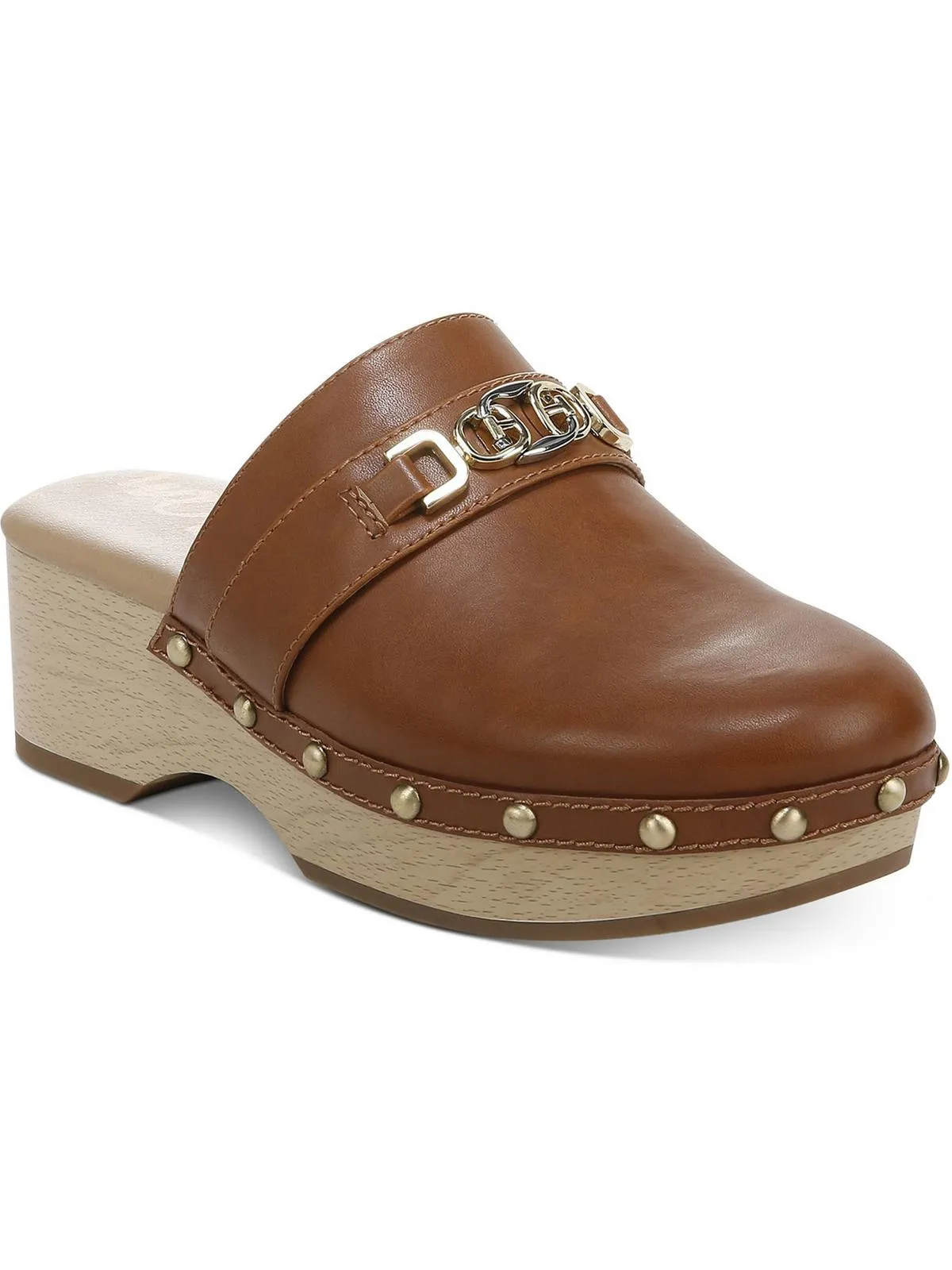 Womens Faux Leather Studded Clogs
