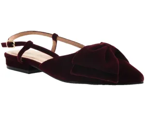 Women's Harmony Velvet Ankle Strap Flat In Burgundy