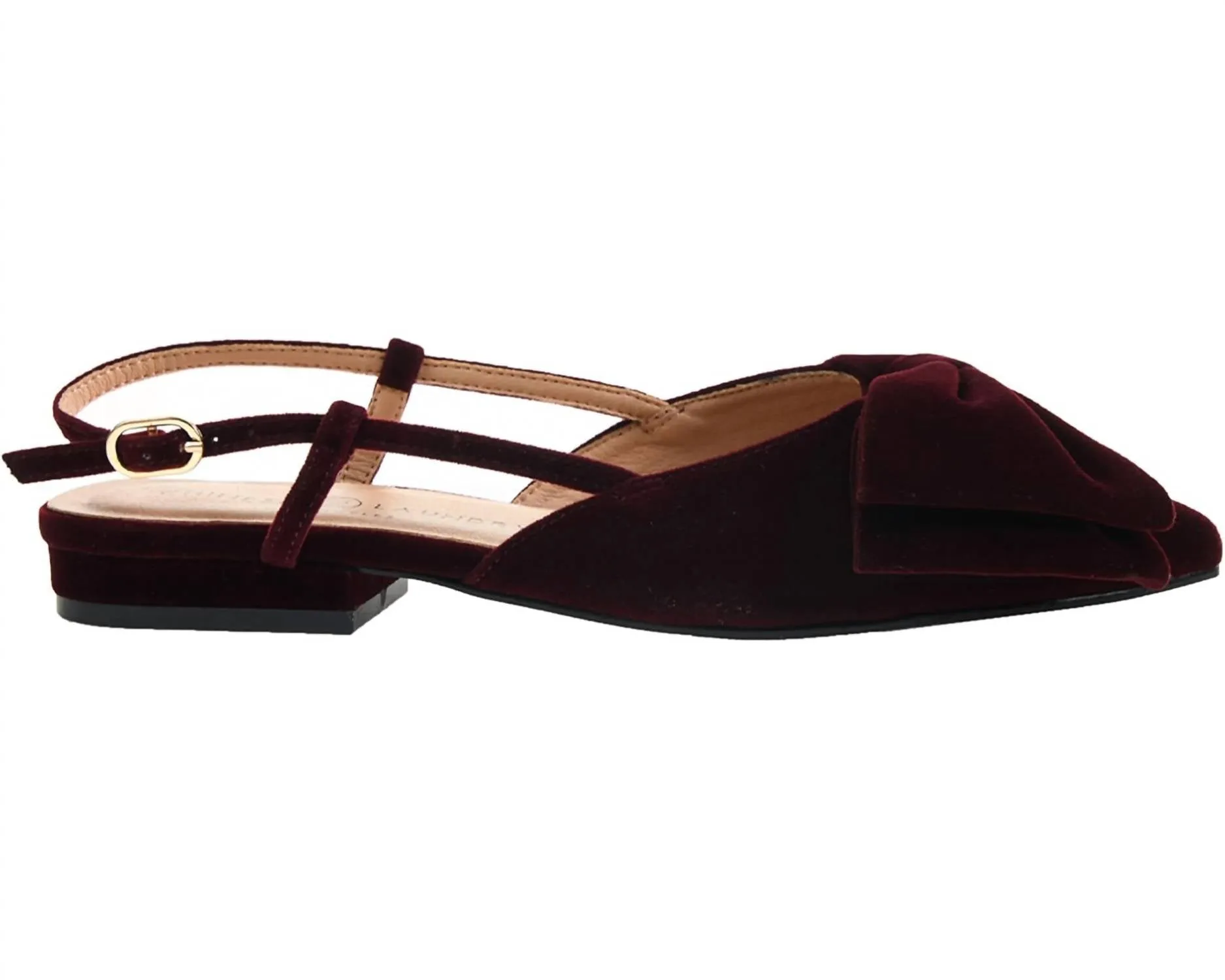 Women's Harmony Velvet Ankle Strap Flat In Burgundy