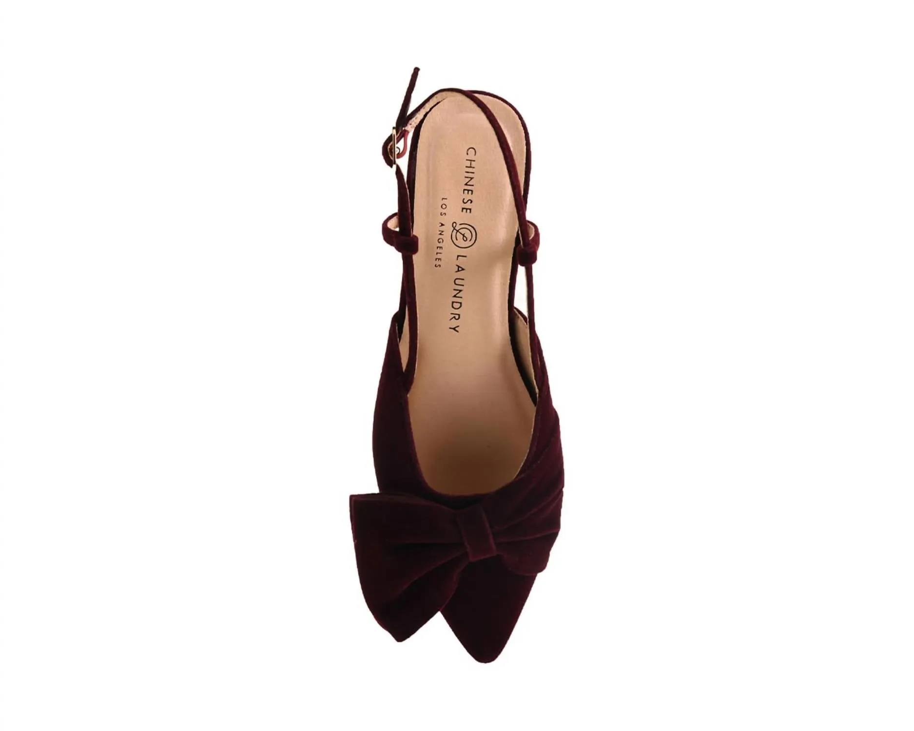 Women's Harmony Velvet Ankle Strap Flat In Burgundy