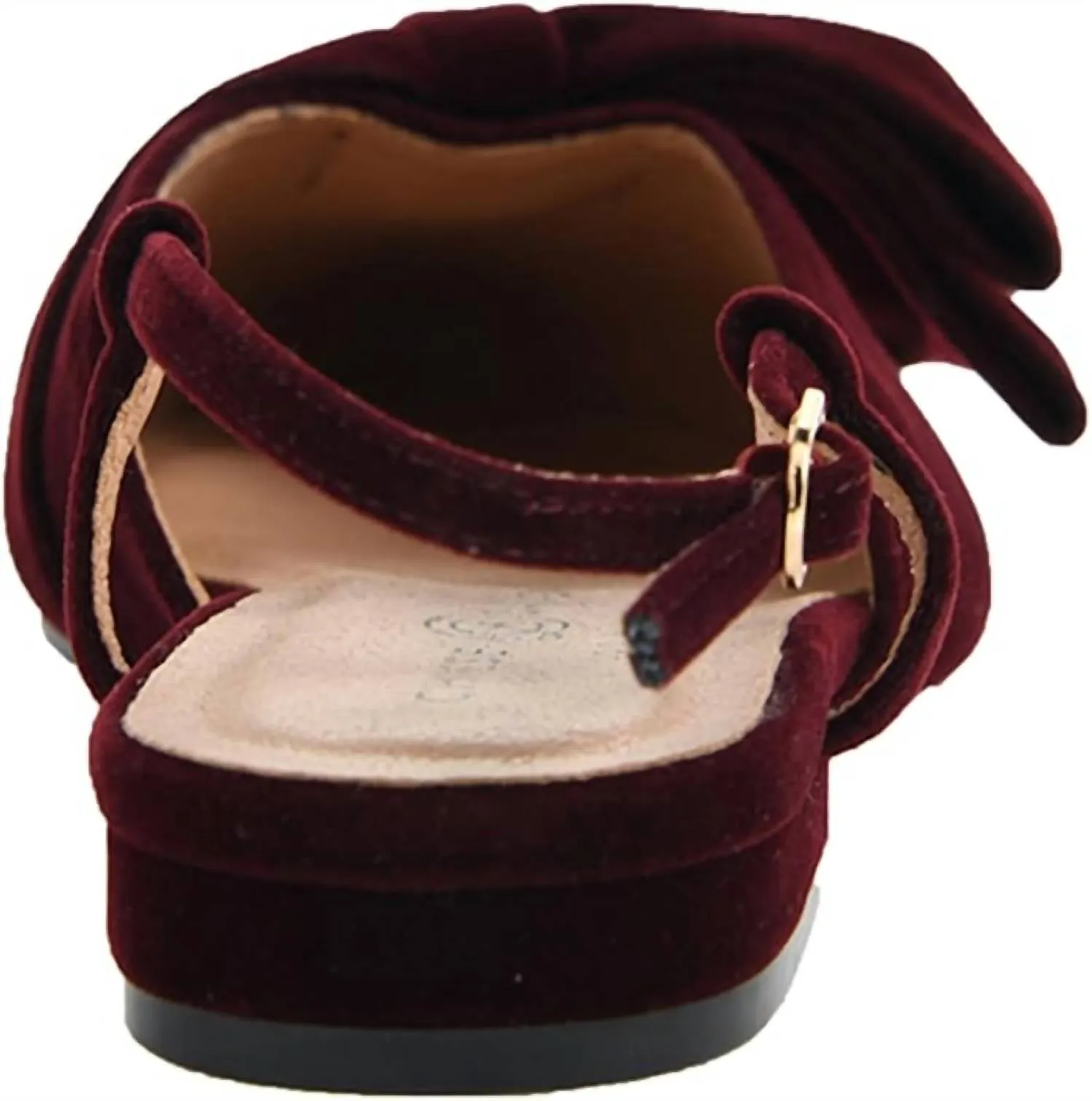 Women's Harmony Velvet Ankle Strap Flat In Burgundy