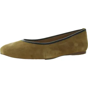 Womens Leather Trim Suede Ballet Flats