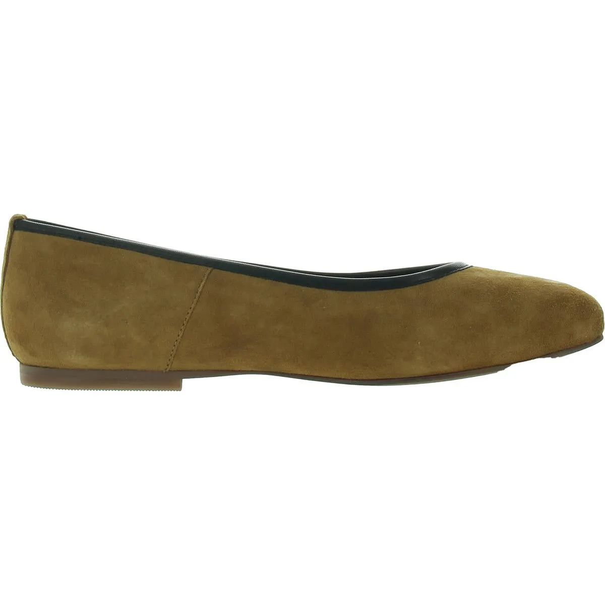 Womens Leather Trim Suede Ballet Flats