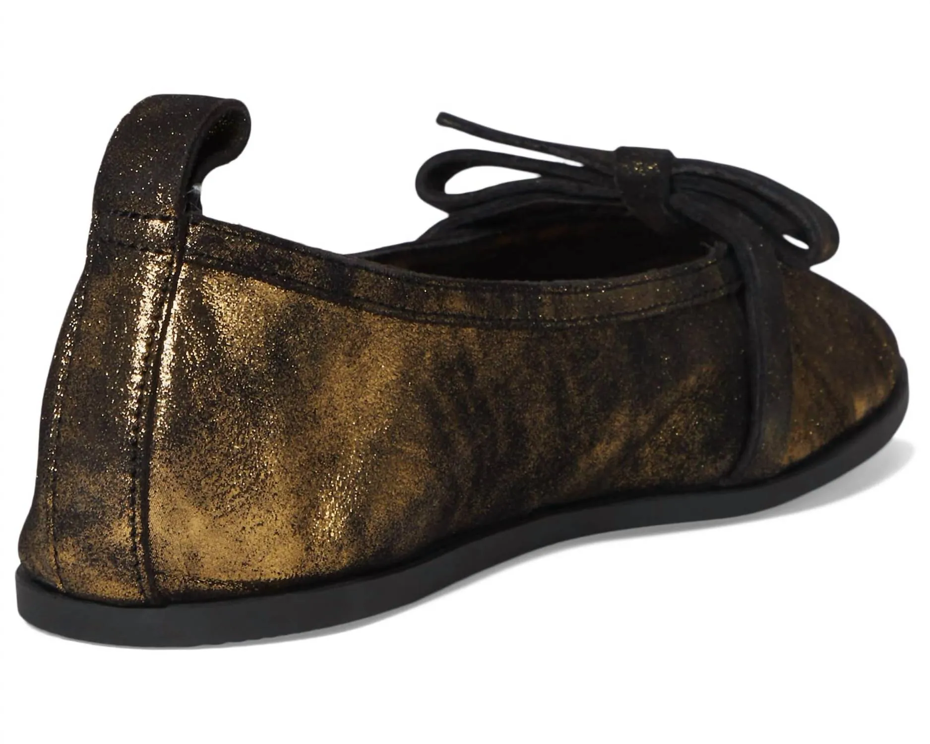 Women's Mania Bow Flat Shoes In Bronze Age Metallice