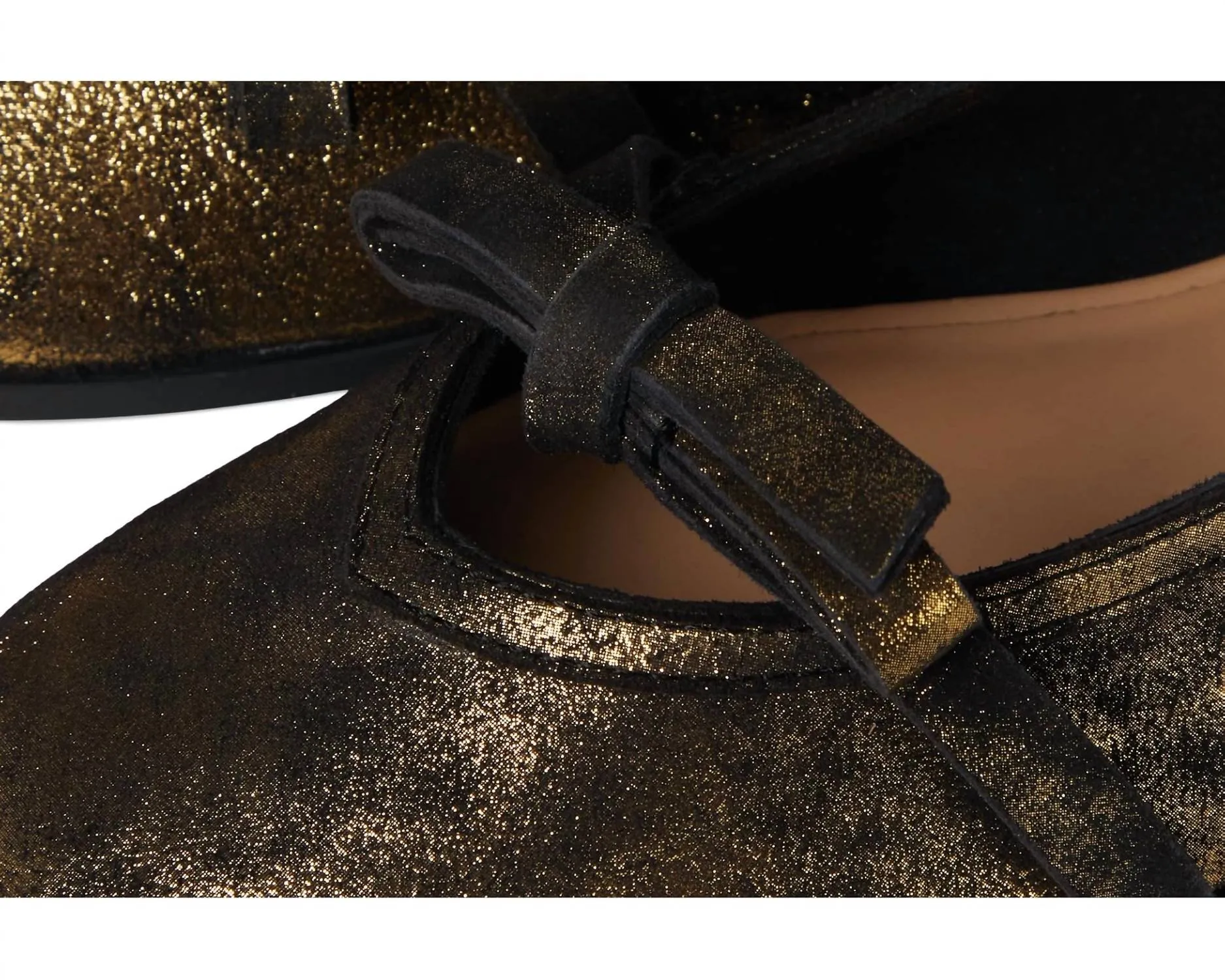 Women's Mania Bow Flat Shoes In Bronze Age Metallice