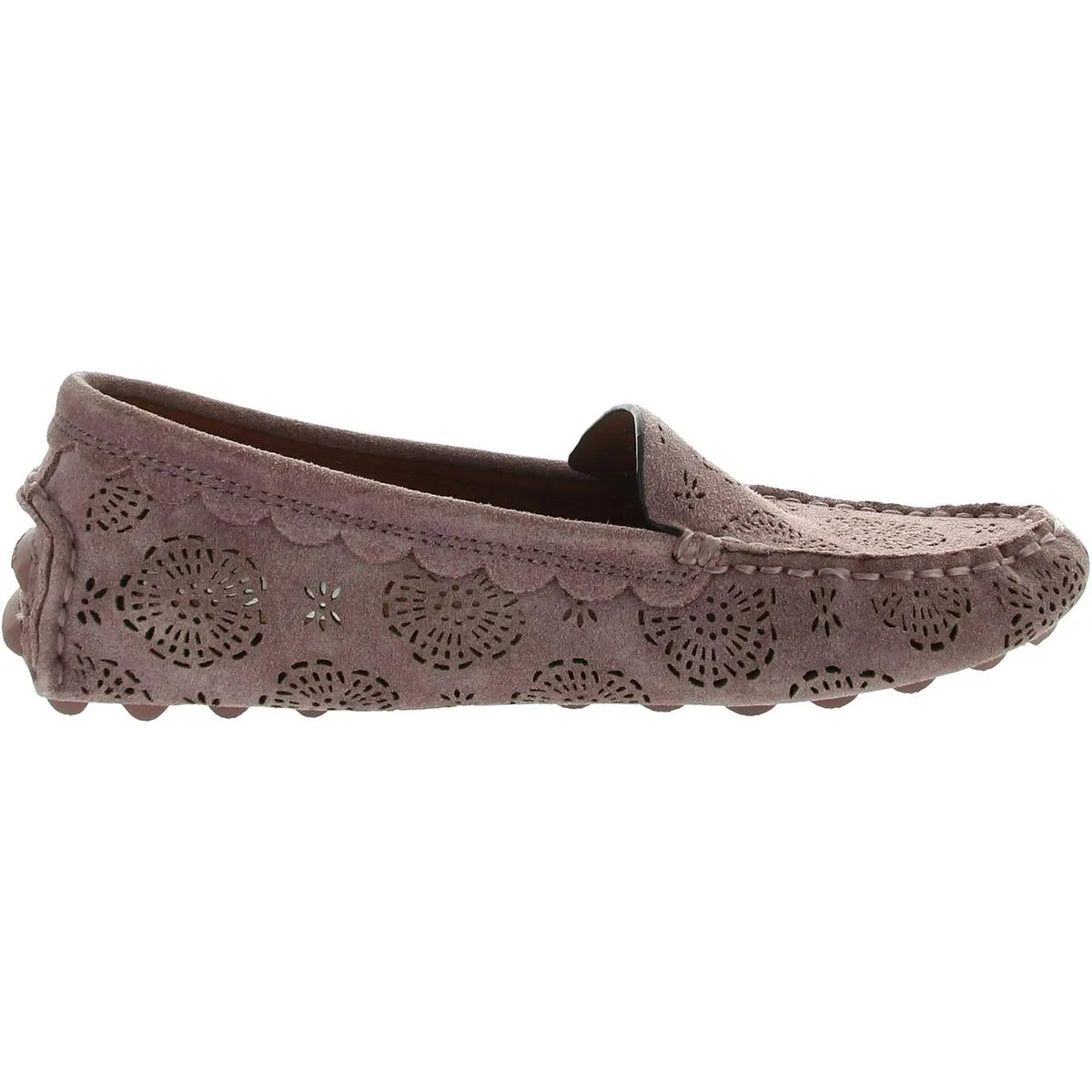 Womens Perforated Faux Suede Flat Shoes