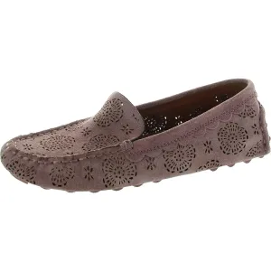 Womens Perforated Faux Suede Flat Shoes