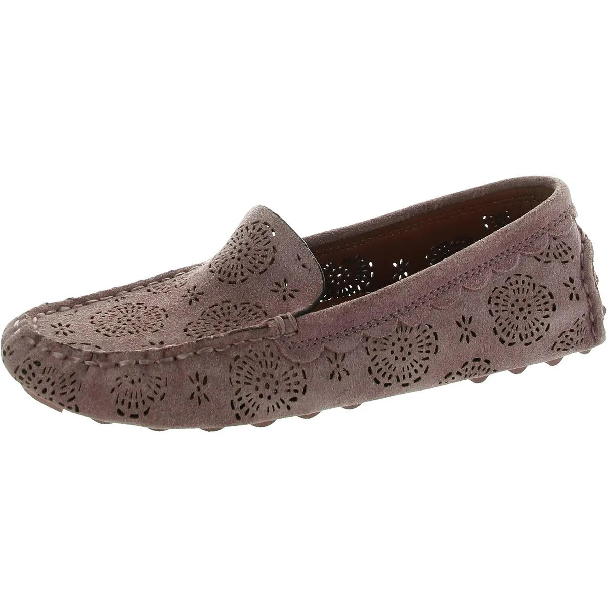 Womens Perforated Faux Suede Flat Shoes