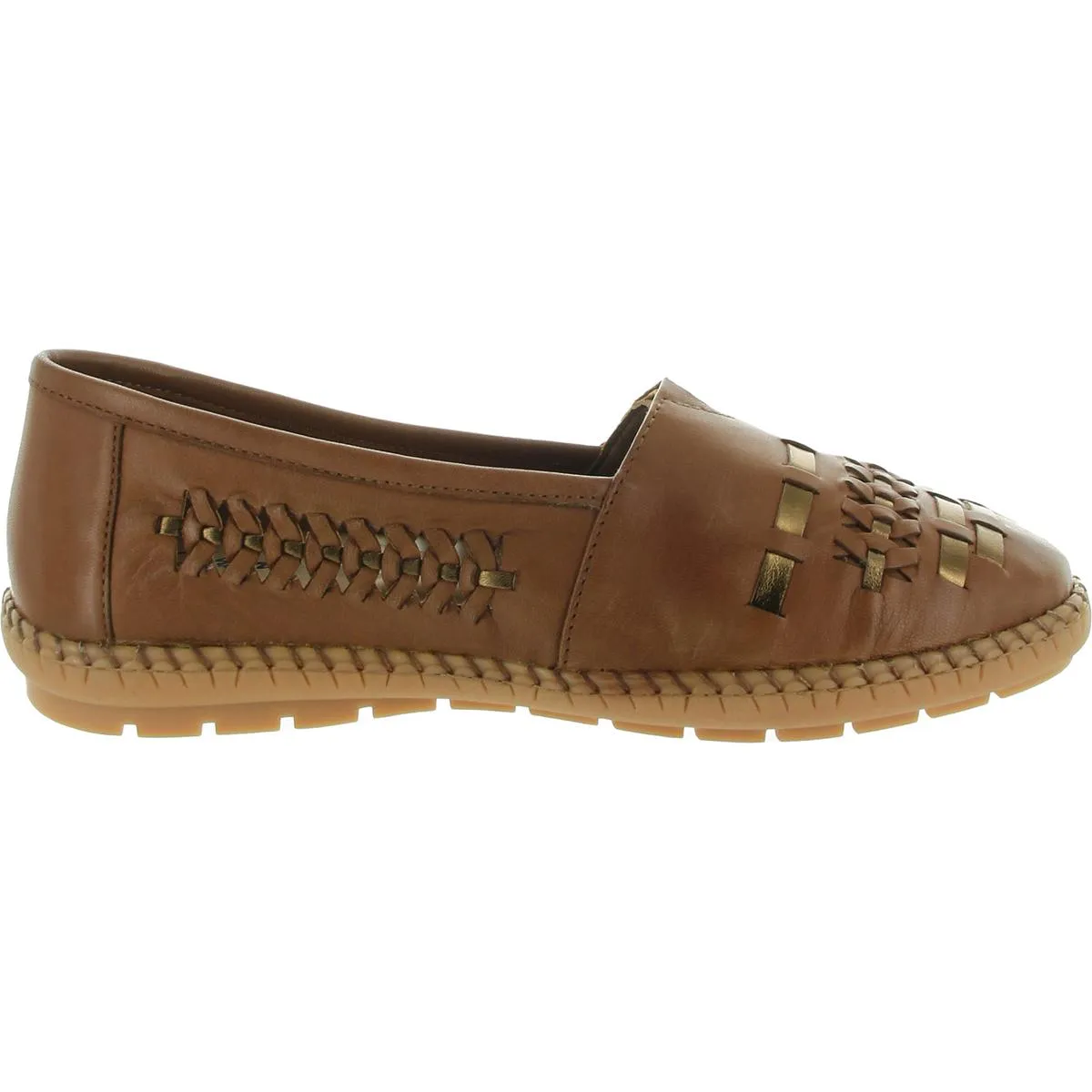 Womens Perforated Leather Flat Shoes