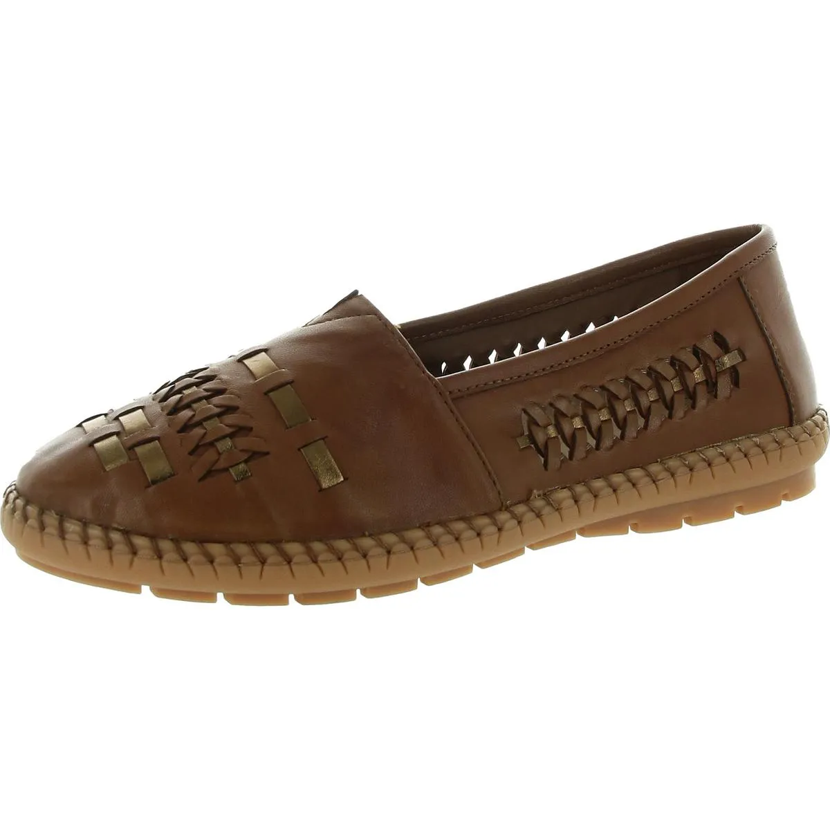 Womens Perforated Leather Flat Shoes