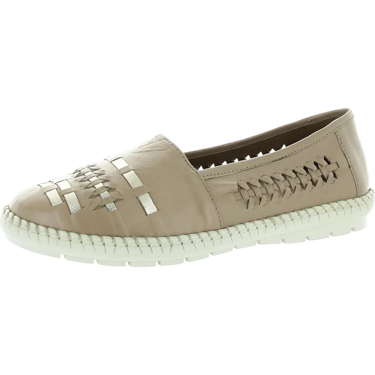 Womens Perforated Leather Flat Shoes