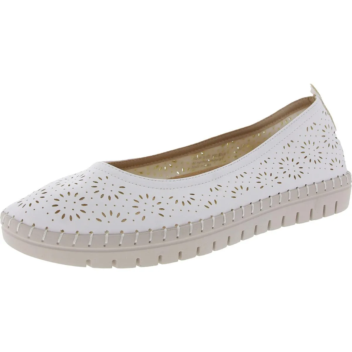 Womens Perforated Man Made Flat Shoes