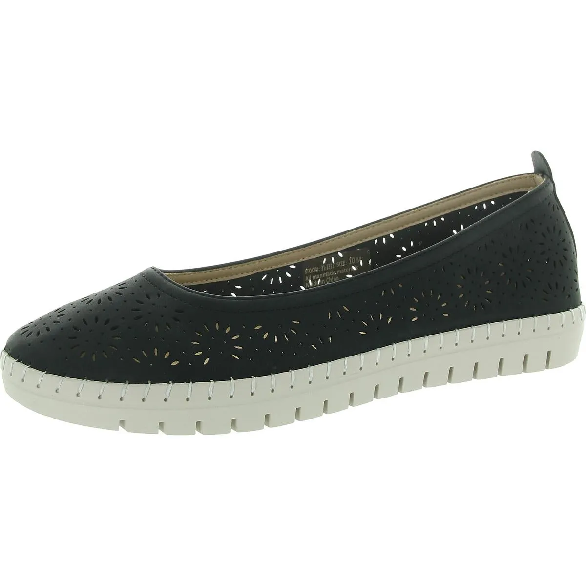 Womens Perforated Man Made Flat Shoes