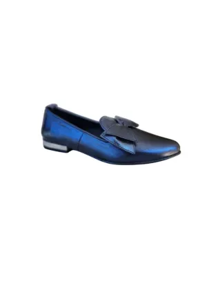 Women's Pointed Toe Loafer Flat Shoes In Navy Shimmer