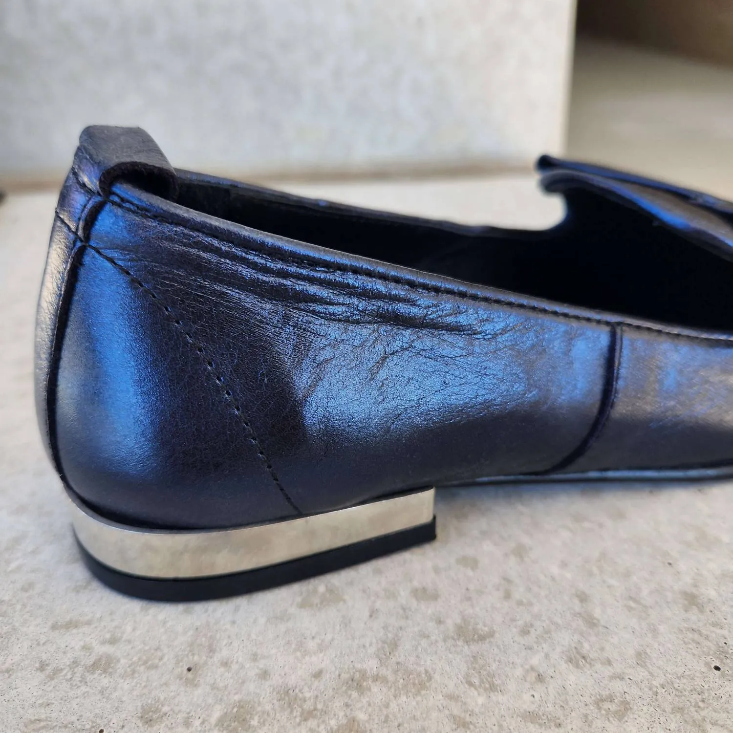 Women's Pointed Toe Loafer Flat Shoes In Navy Shimmer